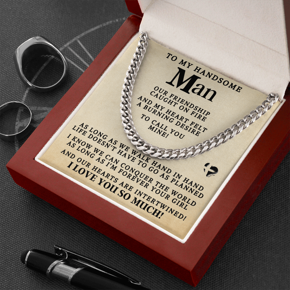 My Man Conquer The World Tan 76CCtan Cuban Chain Jewelry 