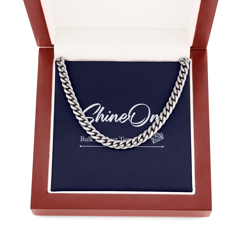 Men's Silver Cuban Link Chain Necklace In Luxury Light Up Box