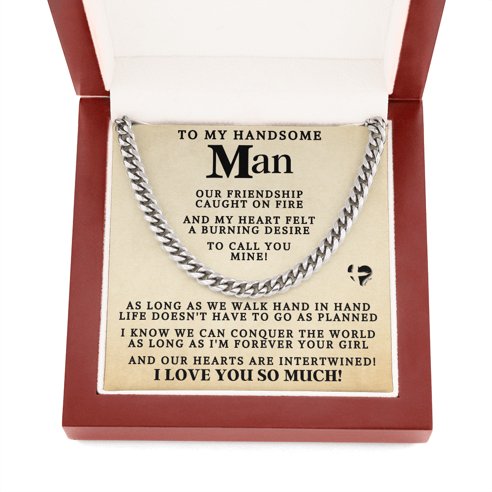 My Man Conquer The World Tan 76CCtan Cuban Chain Jewelry Cuban Link Chain (Stainless Steel) 