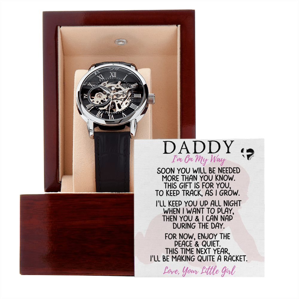 Daddy To Be - I'm On My Way - From Baby Girl Openwork Watch 81OWcR Jewelry 