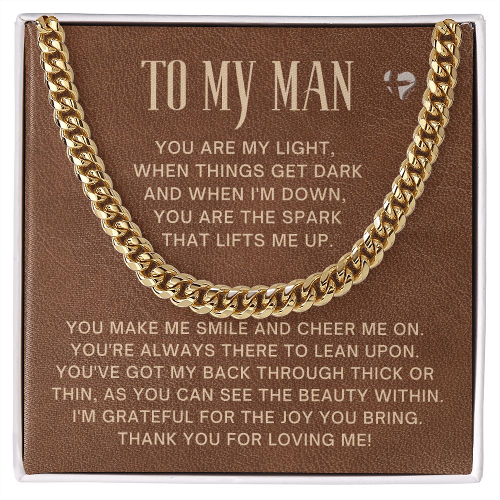 To My Man - The Spark In The Dark - Cuban Chain HGF#038RCC Jewelry 14K Gold Coated Standard Box 