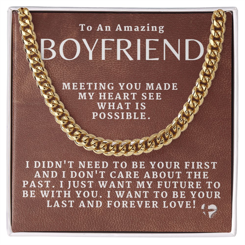 To My Boyfriend - Last and Forever Love - Cuban Chain HGF#189CC Jewelry 14K Gold Coated Standard Box 