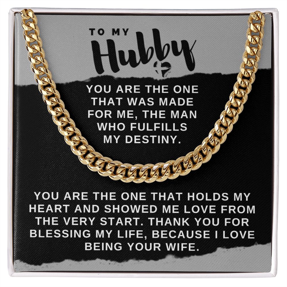 Hubby - You're The One - Cuban Chain Necklace HGF#025CC2v2 Jewelry 14K Gold Coated Standard Box 