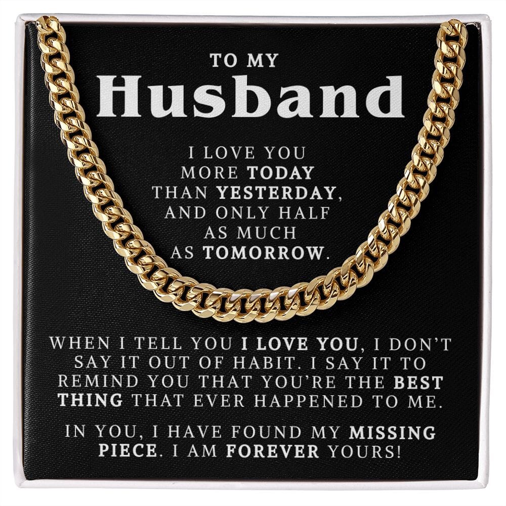 Husband - When I Say I Love You - Cuban Chain HGF#265CC Jewelry 14K Gold Coated Standard Box 