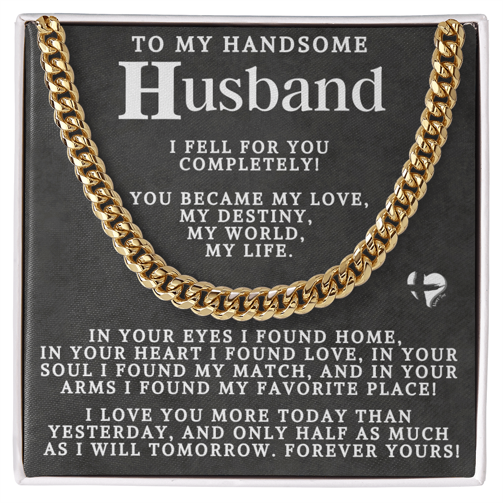 To Husband - My Love My Destiny Cuban Chain 2-80CCblk Jewelry 14K Gold Coated Standard Box 