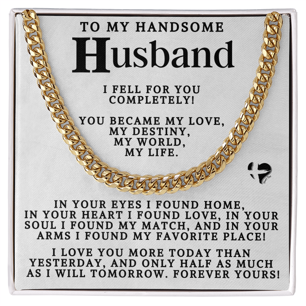 To Husband - My Love My Destiny Cuban Chain 2-80CCcMWte Jewelry 14K Gold Coated Standard Box 