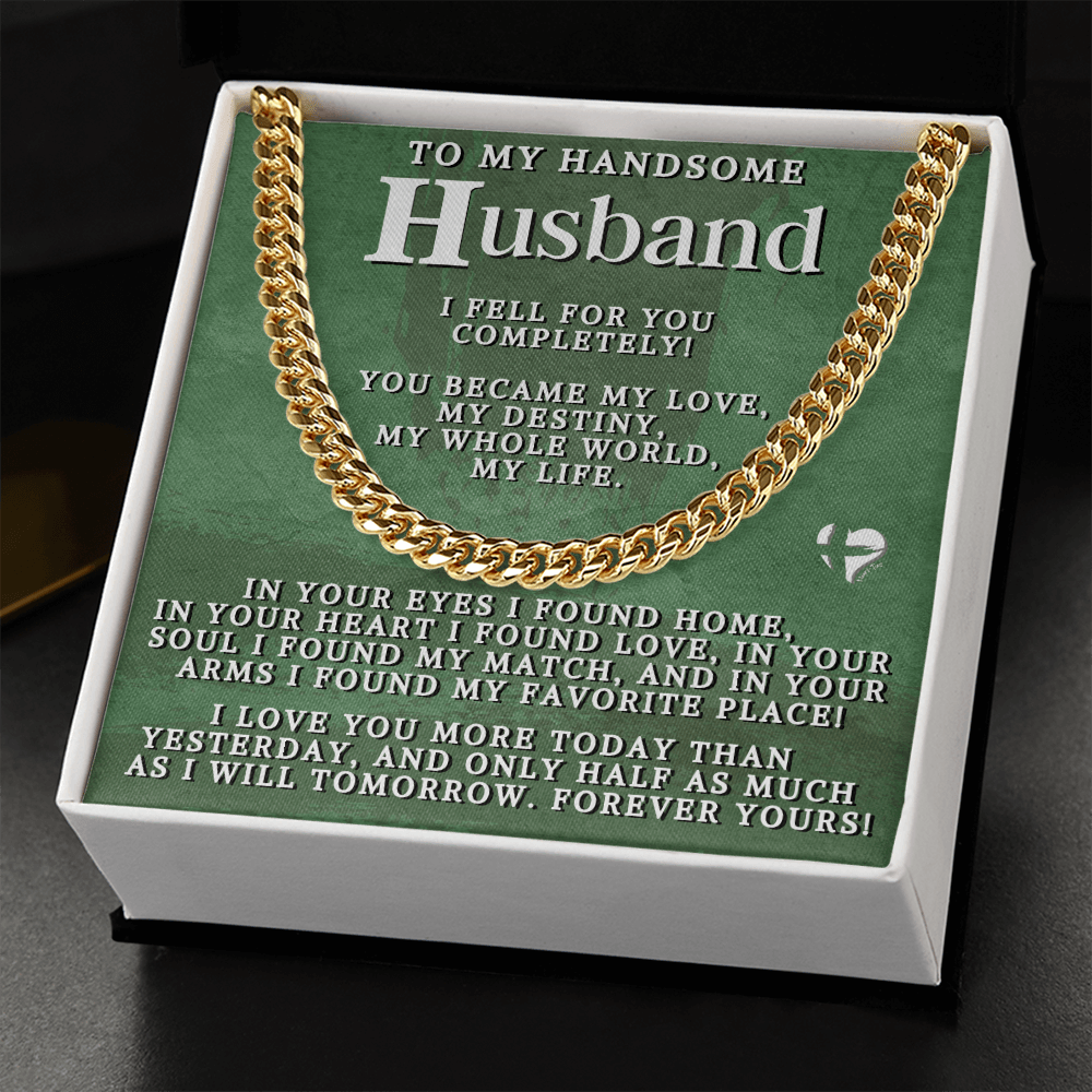 To Husband - My Love My Destiny Cuban Chain 2-80CCbGrn Jewelry 