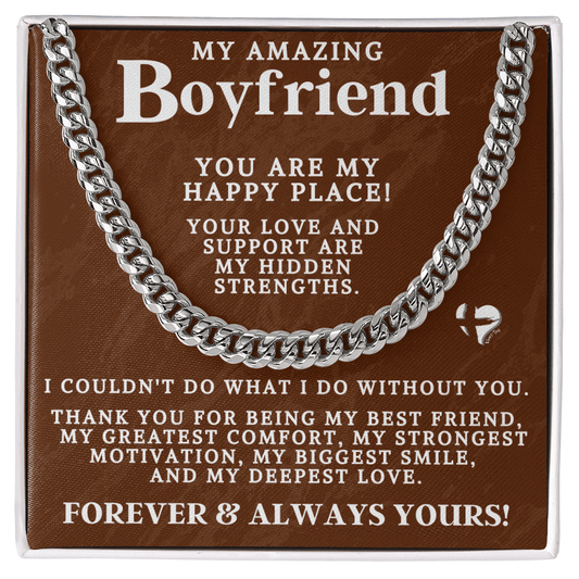 Boyfriend - My Happy Place - Cuban Chain2 Necklace Jewelry Stainless Steel Standard Box 