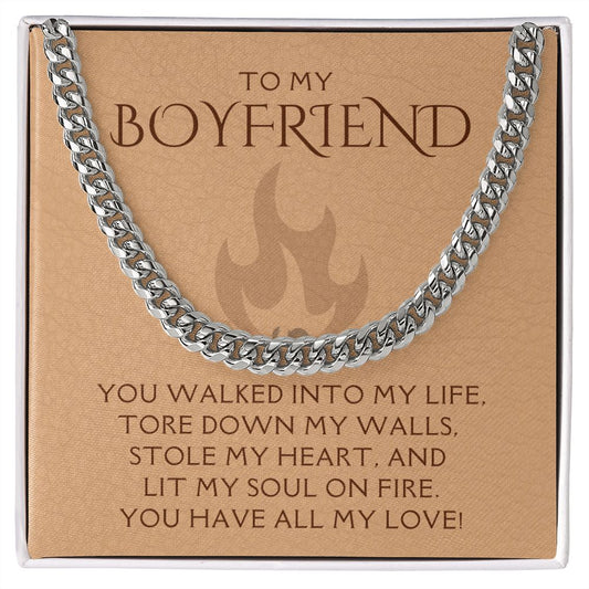 To My Boyfriend - Soul On Fire - Cuban Chain HGF#188CC Jewelry Stainless Steel Standard Box 