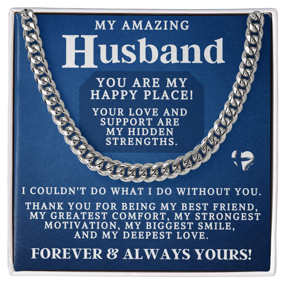 Husband Happy Place Cuban Chain 2 Jewelry Stainless Steel Standard Box 