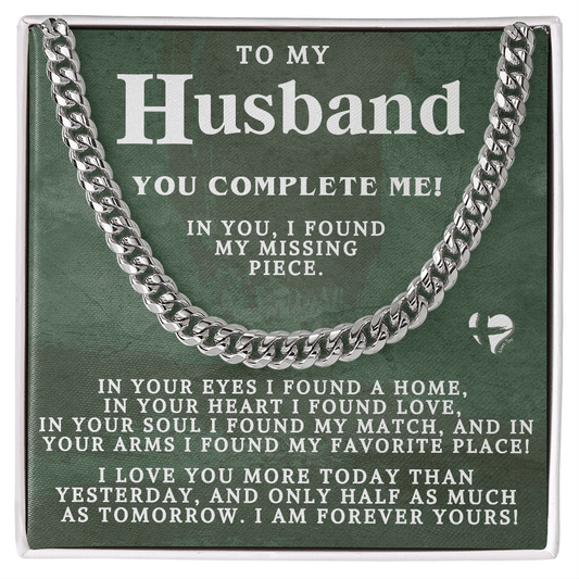 To My Husband - My Missing Piece - Cuban Chain Necklace 85CC2 Jewelry Stainless Steel Cuban Link Chain Standard Box 