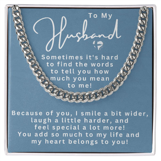 Husband - My Heart Belongs To You - Cuban Chain HGF#194CC Jewelry Stainless Steel Standard Box 