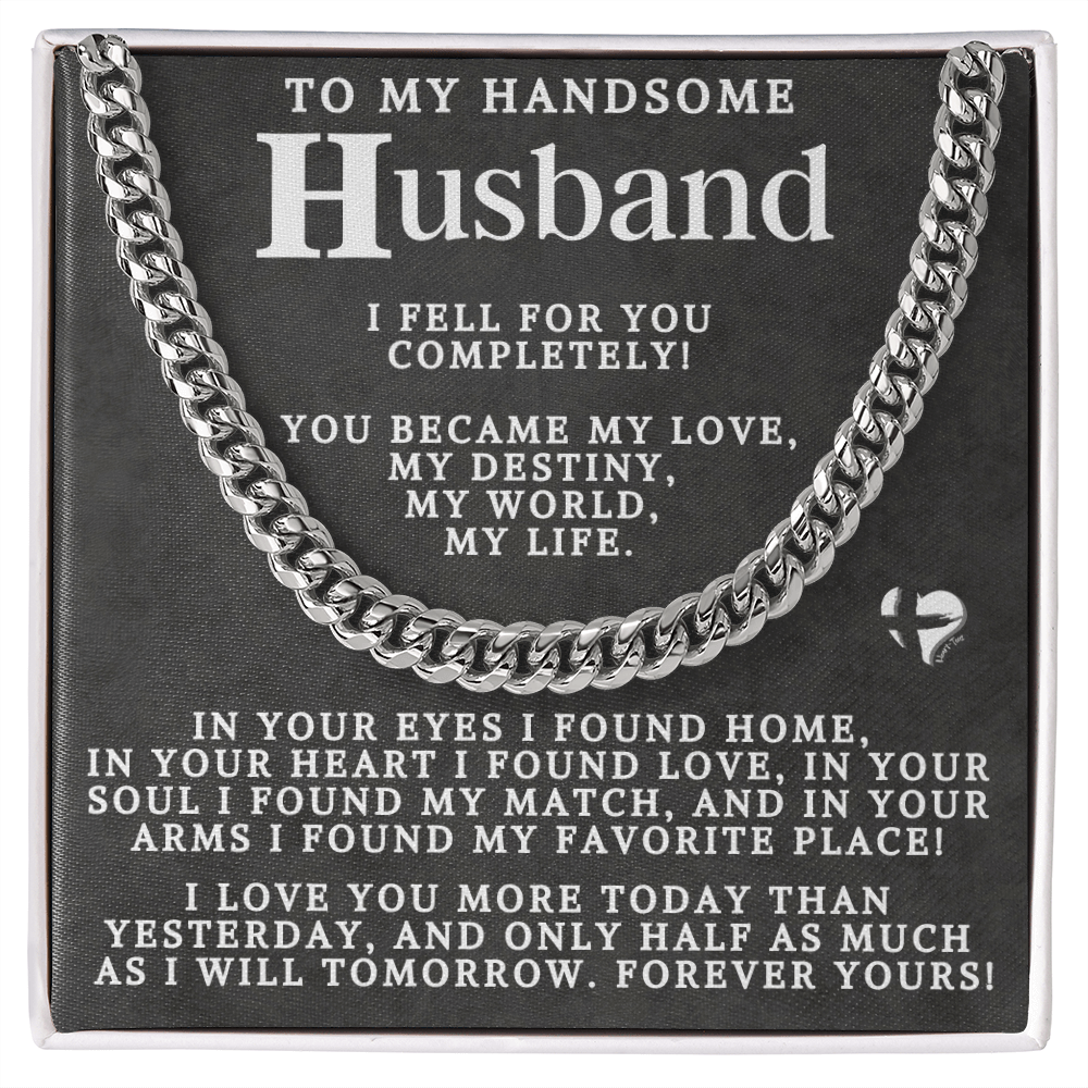 To Husband - My Love My Destiny Cuban Chain 2-80CCblk Jewelry Stainless Steel Standard Box 