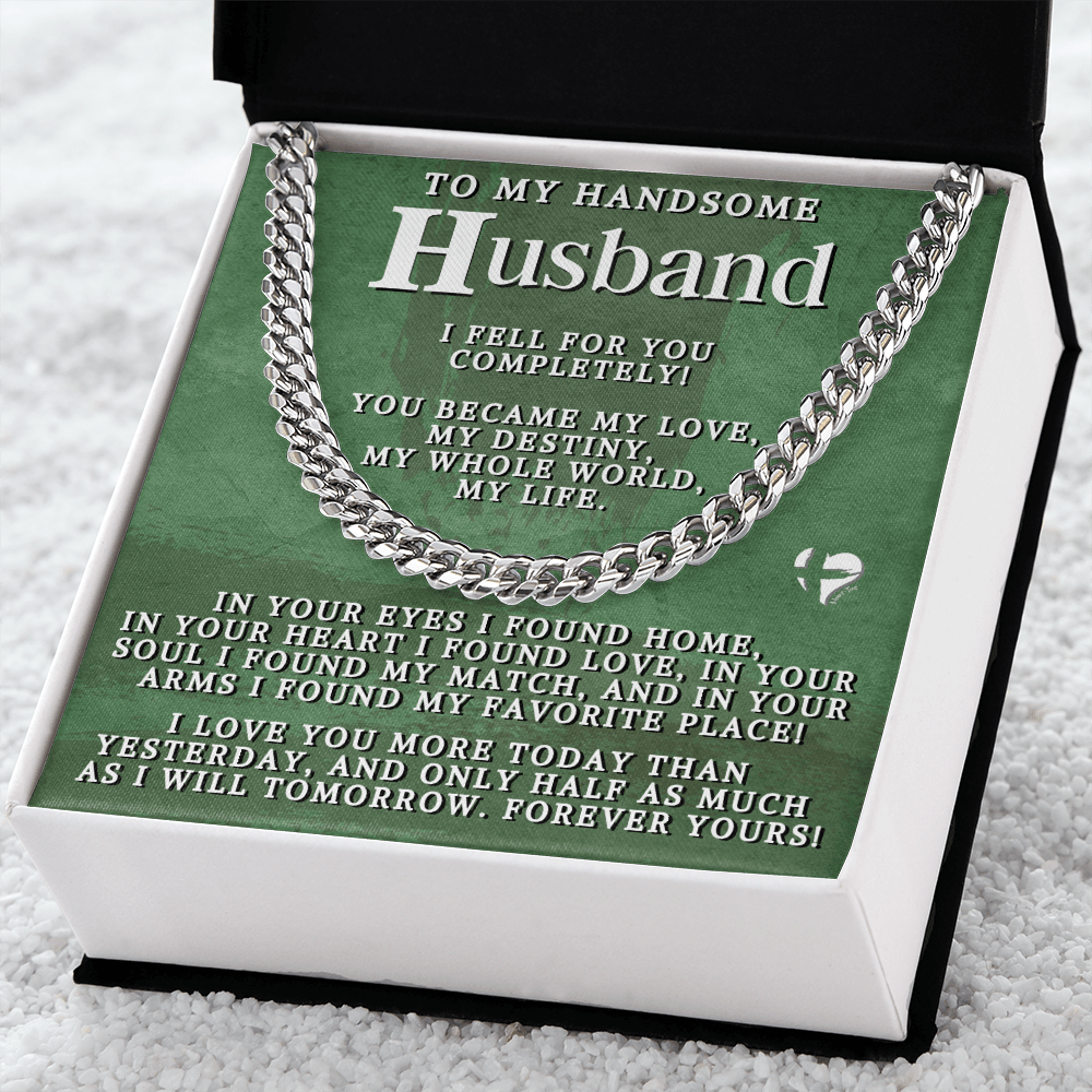 To Husband - My Love My Destiny Cuban Chain 2-80CCbGrn Jewelry Stainless Steel Standard Box 