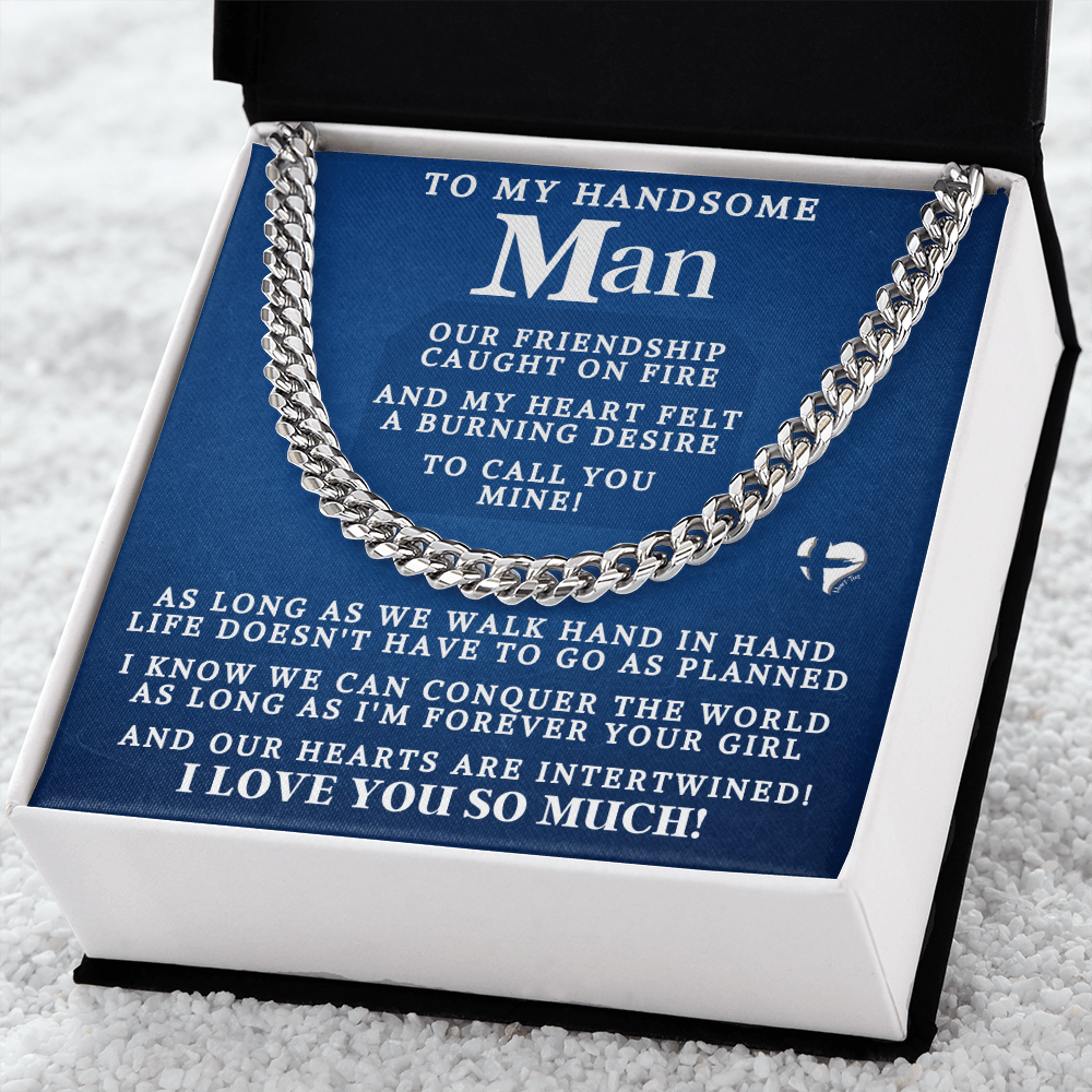 My Man - Conquer The World - Cuban Link Chain HGF#76CC Necklaces Stainless Steel Standard Box 