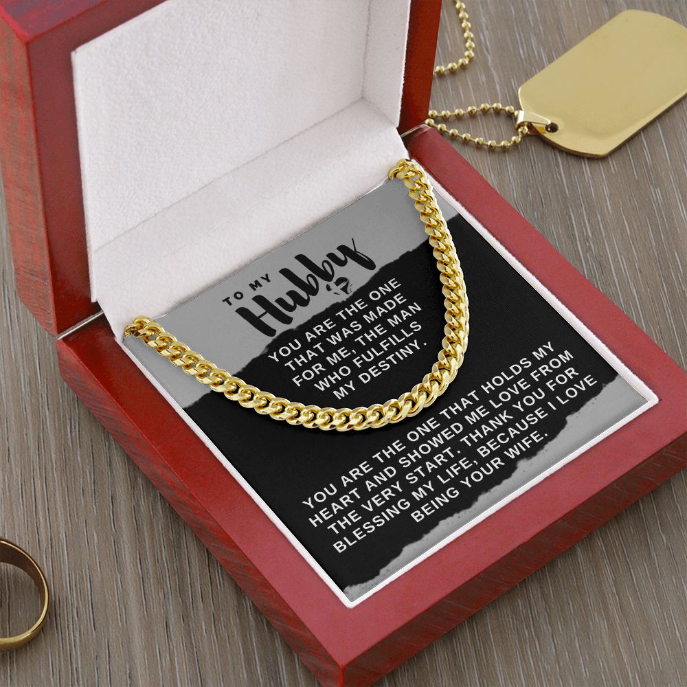 Hubby - You're The One - Cuban Chain Necklace HGF#025CC2v2 Jewelry 14K Gold Coated Luxury Box 