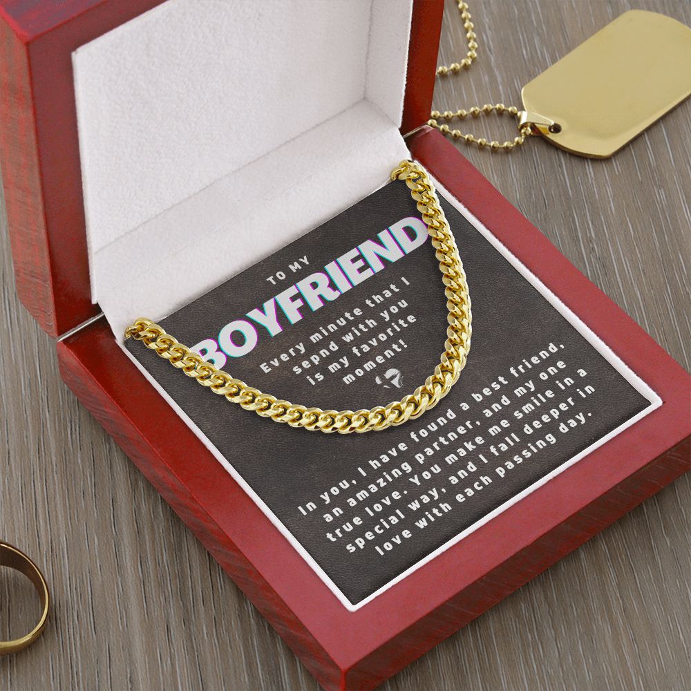 To My Boyfriend - My Favorite Moments - Cuban Chain HGF#190CC Jewelry 14K Gold Coated Luxury Box 