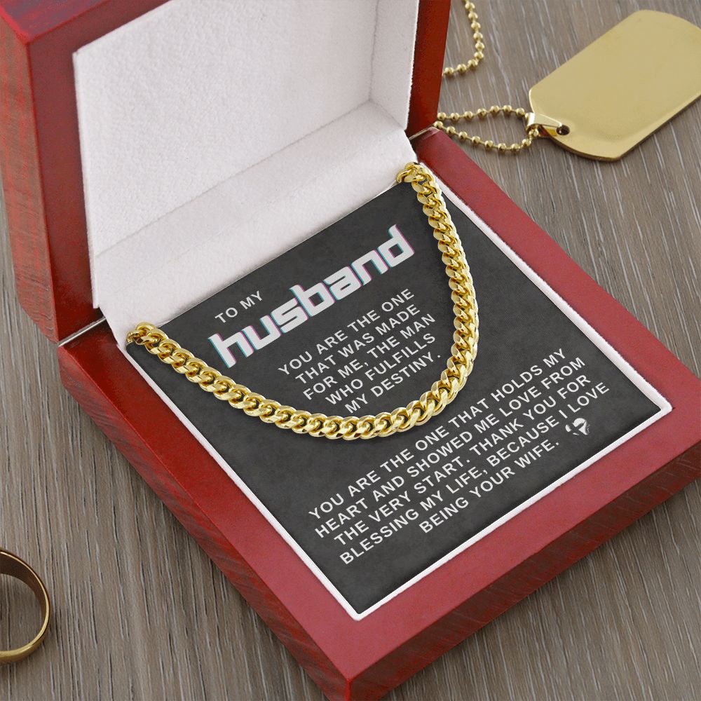 Husband - You're The One - Cuban Chain HGF#025CC2v3 Jewelry 14K Gold Coated Luxury Box 