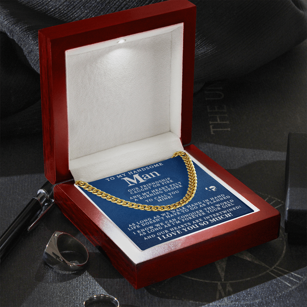 My Man - Conquer The World - Cuban Link Chain HGF#76CC Necklaces 14K Gold Coated Luxury Box 