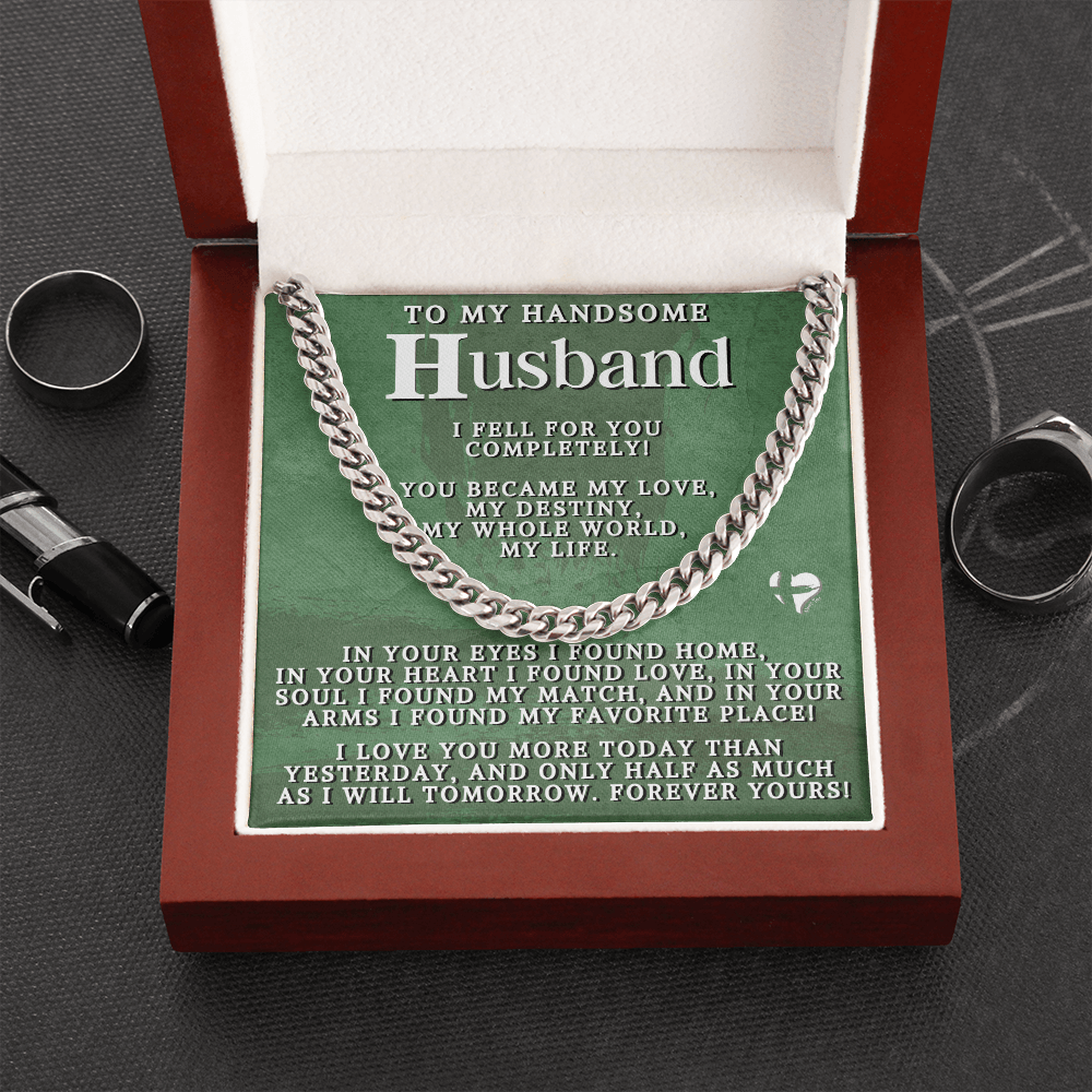 To Husband - My Love My Destiny Cuban Chain 2-80CCbGrn Jewelry Stainless Steel Luxury Box 