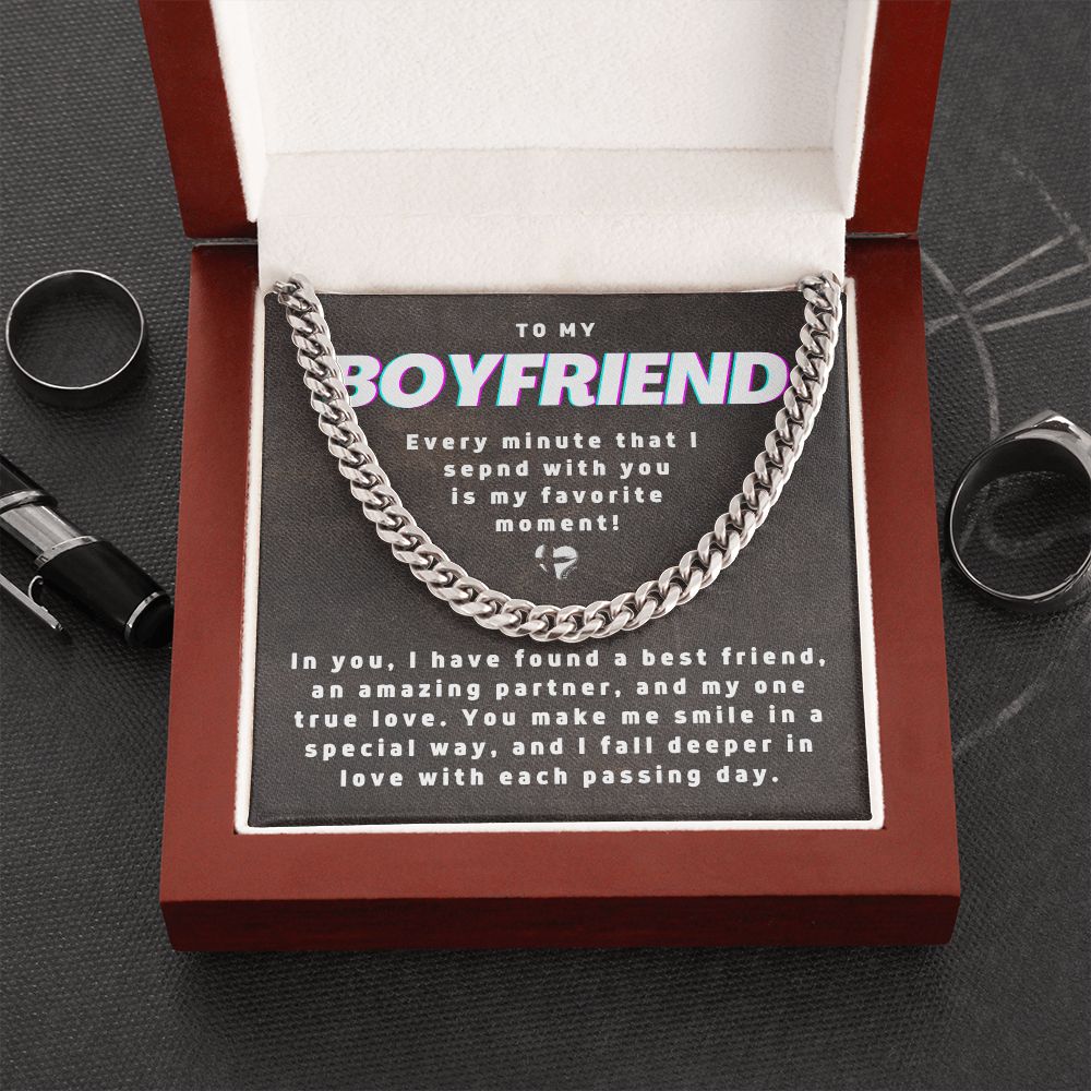 To My Boyfriend - My Favorite Moments - Cuban Chain HGF#190CC Jewelry Stainless Steel Luxury Box 