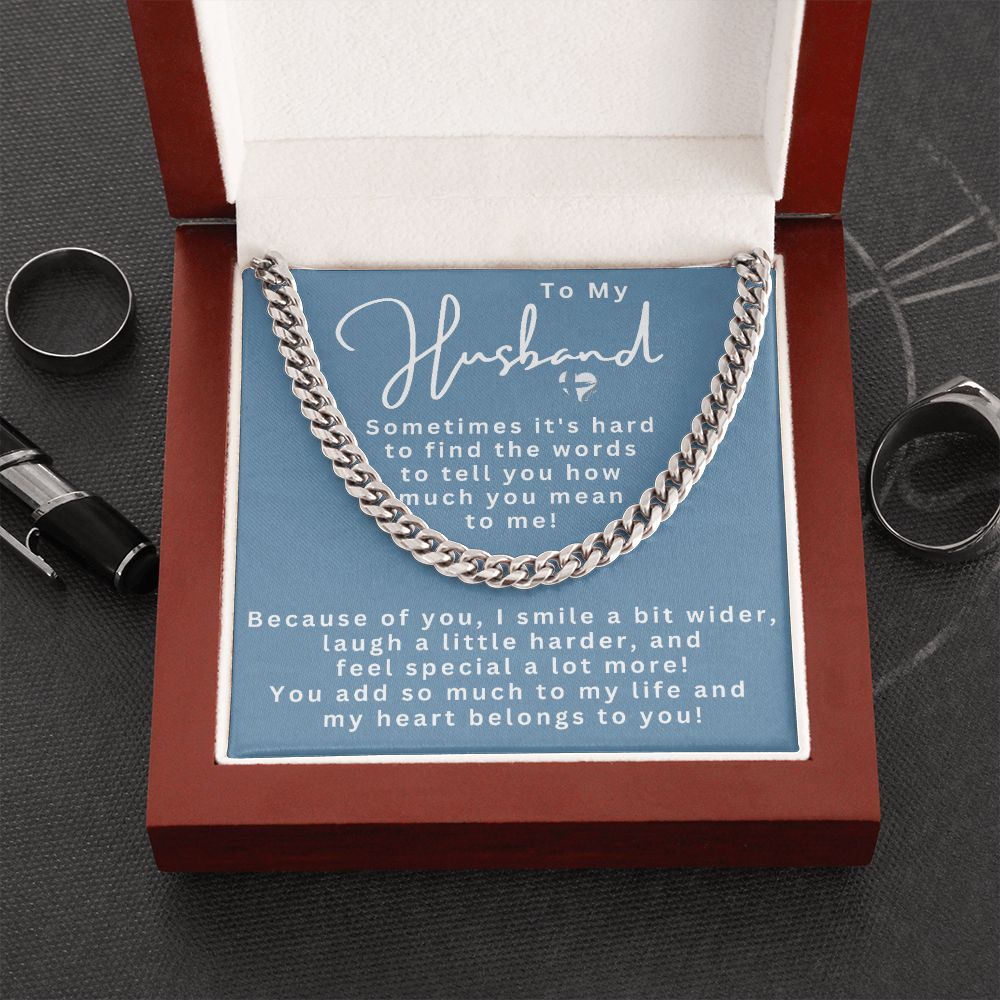 Husband - My Heart Belongs To You - Cuban Chain HGF#194CC Jewelry Stainless Steel Luxury Box 