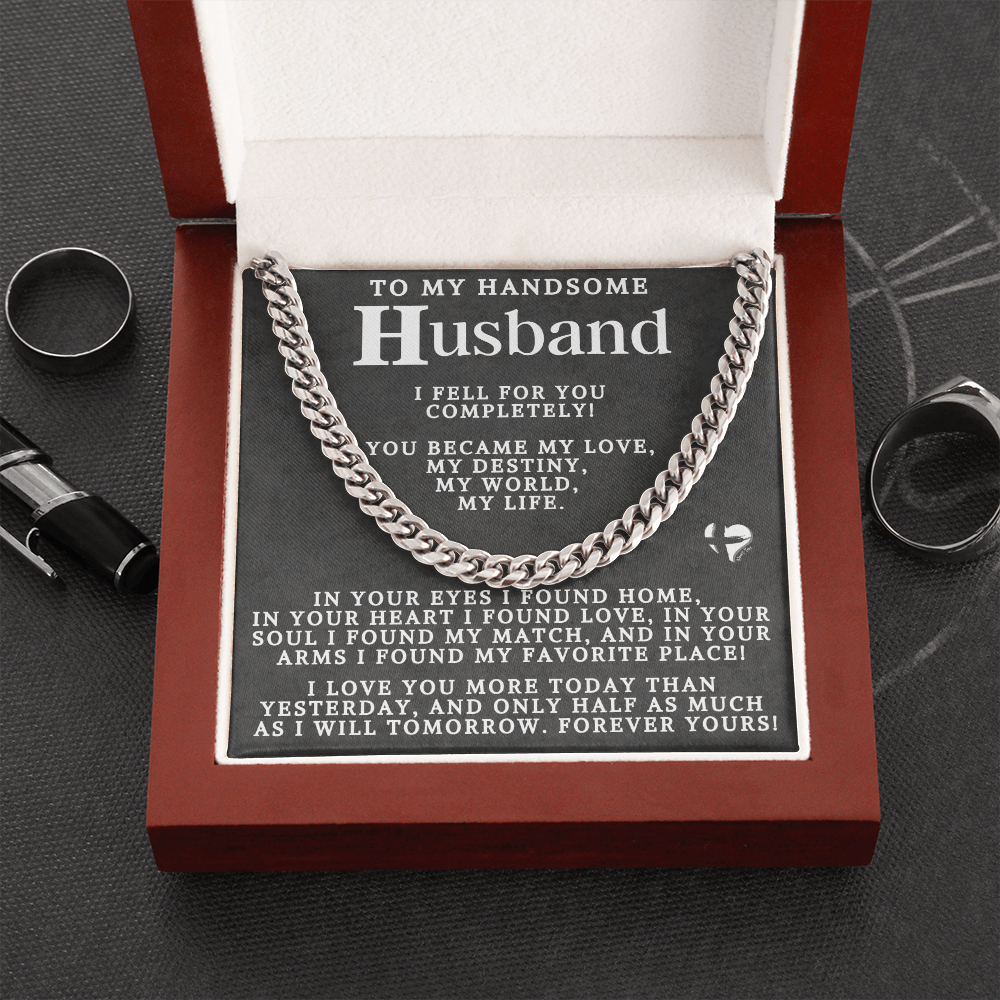 To Husband - My Love My Destiny Cuban Chain 2-80CCblk Jewelry Stainless Steel Luxury Box 