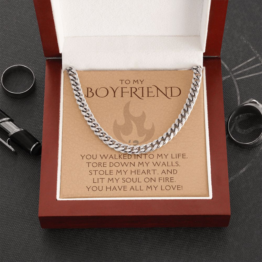 To My Boyfriend - Soul On Fire - Cuban Chain HGF#188CC Jewelry Stainless Steel Luxury Box 