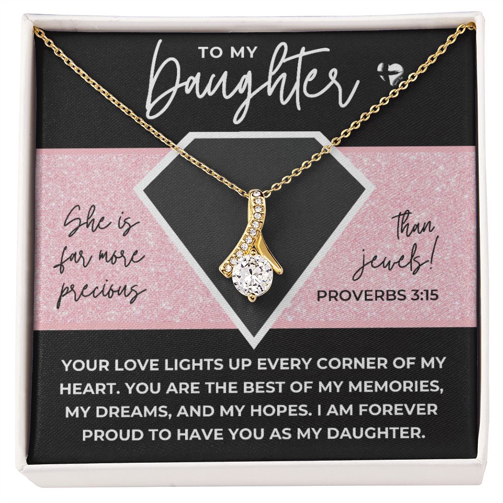 Daughter - Far More Precious Than Jewels- Alluring Beauty HGF#175AB Jewelry 18K Yellow Gold Finish Standard Box 