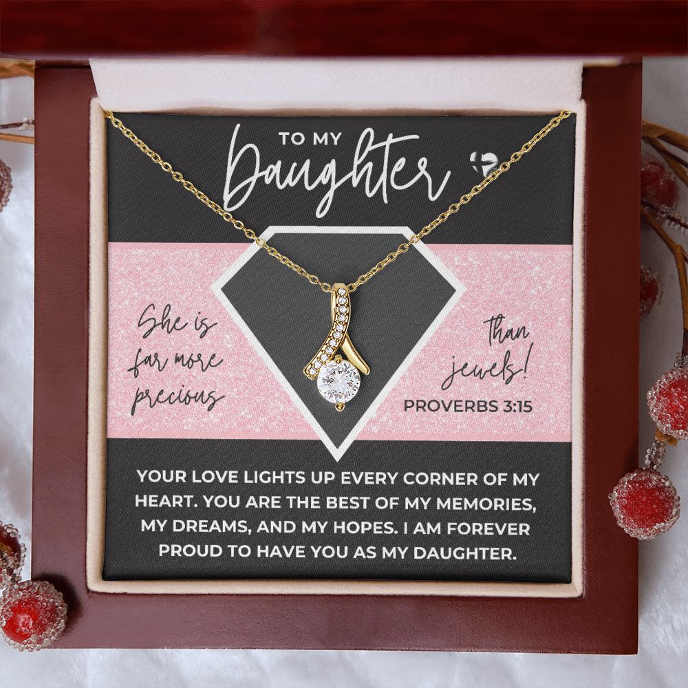Daughter - Far More Precious Than Jewels- Alluring Beauty HGF#175AB Jewelry 18K Yellow Gold Finish Luxury Box 
