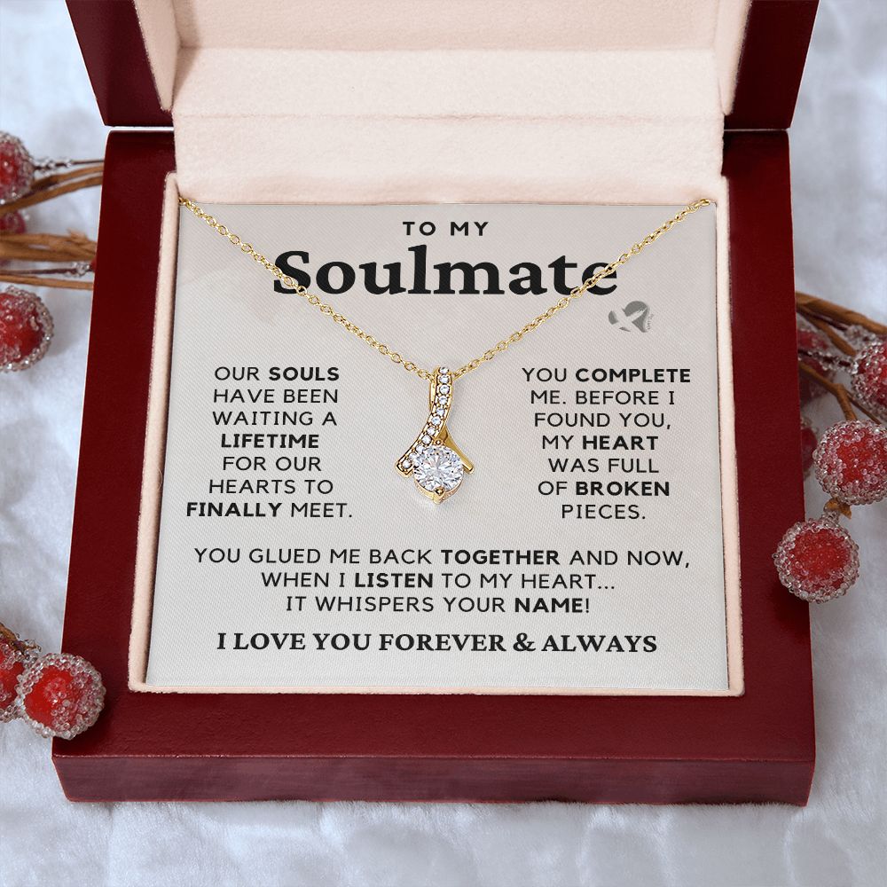 Soulmate - My Heart Whispers - Alluring Beauty Necklace HGF#222AB Jewelry 18K Yellow Gold Finish Luxury Box 