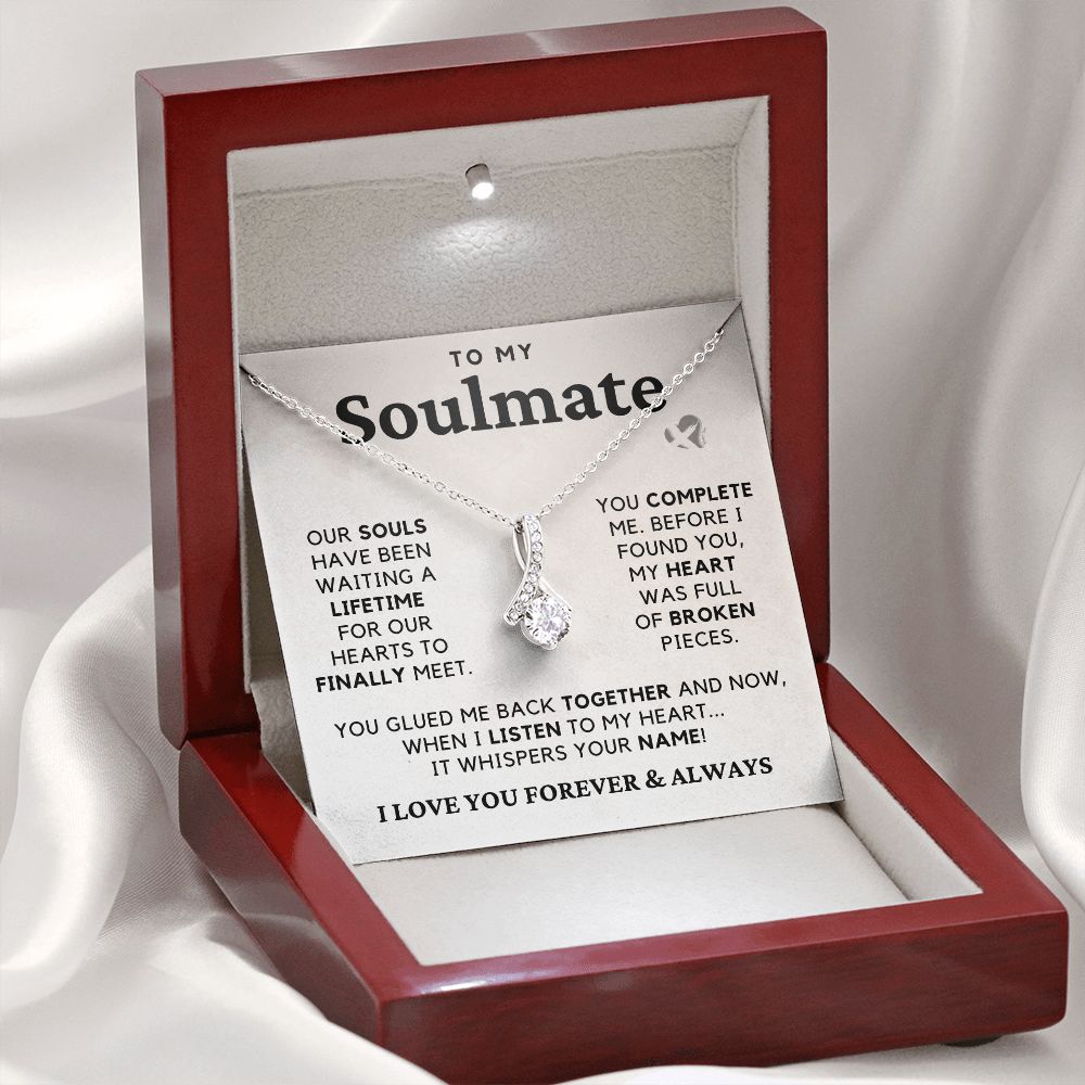 Soulmate - My Heart Whispers - Alluring Beauty Necklace HGF#222AB Jewelry 14K White Gold Finish Luxury Box 