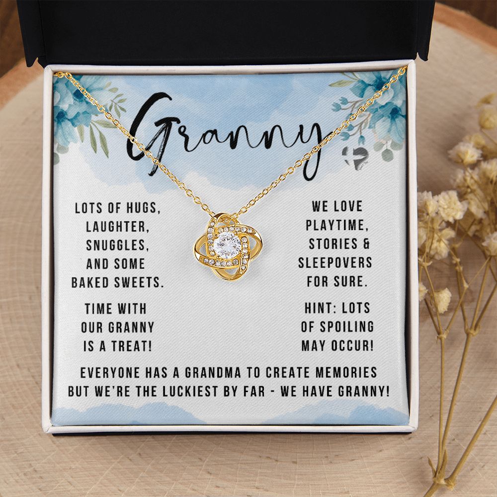 Granny - The Luckiest By Far - Love Knot HGF#150LK Jewelry 18K Yellow Gold Finish Standard Box 