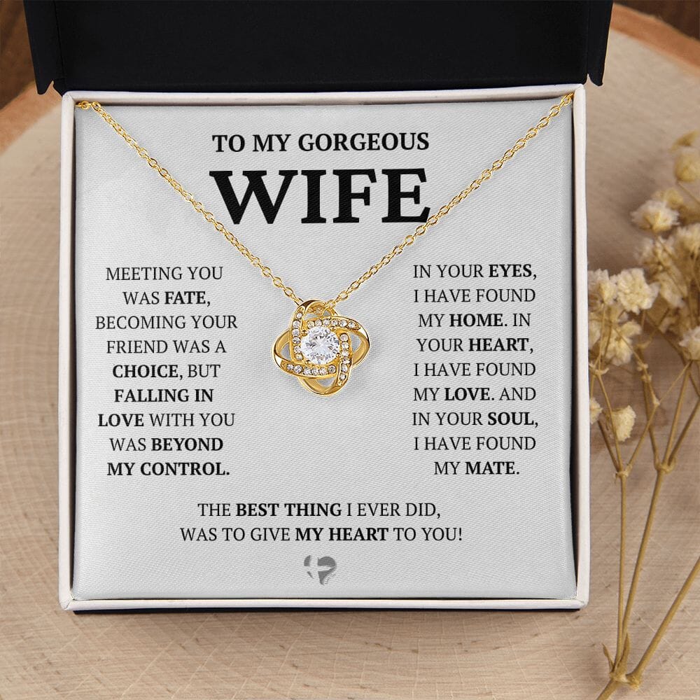 Wife - My Home My Heart - Love Knot Necklace HGF#228LK-P2V7 Jewelry 18K Yellow Gold Finish Standard Box 