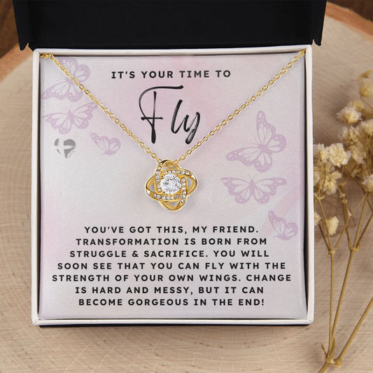 Best Friend Necklace - Your Wings - Love Knot HGF#159LK Jewelry 18K Yellow Gold Finish Standard Box 