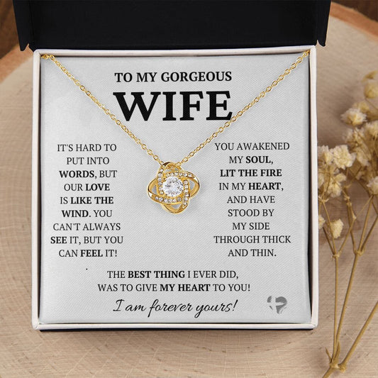 Wife - Awakened My Soul - Love Knot Necklace HGF#228LK-P2V5 Jewelry 18K Yellow Gold Finish Standard Box 
