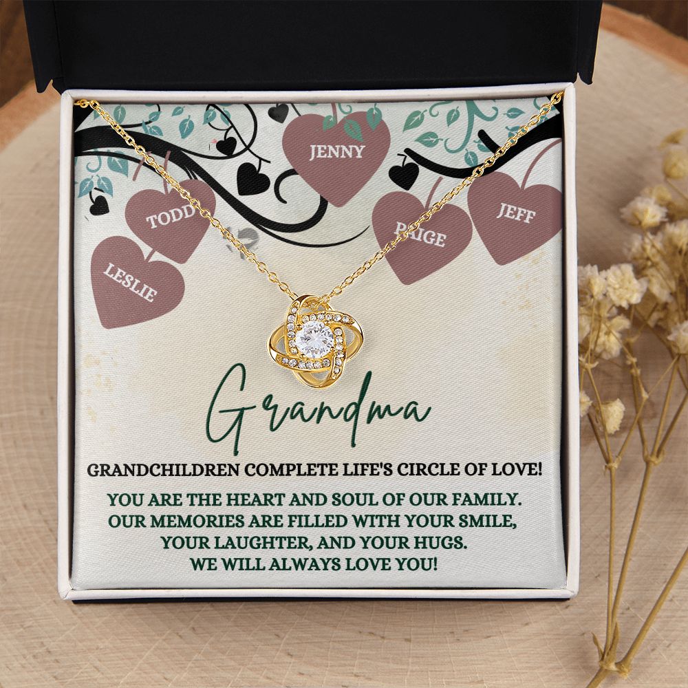 Grandma's Circle of Love - Personalized Gift - Love Knot HGF#172LK Jewelry 18K Yellow Gold Finish Standard Box 