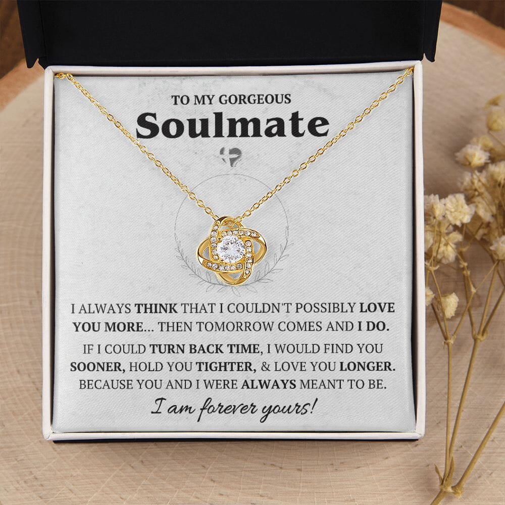 Soulmate - Love You Longer - Love Knot Necklace HGF#068RLK Jewelry 18K Yellow Gold Finish Standard Box 