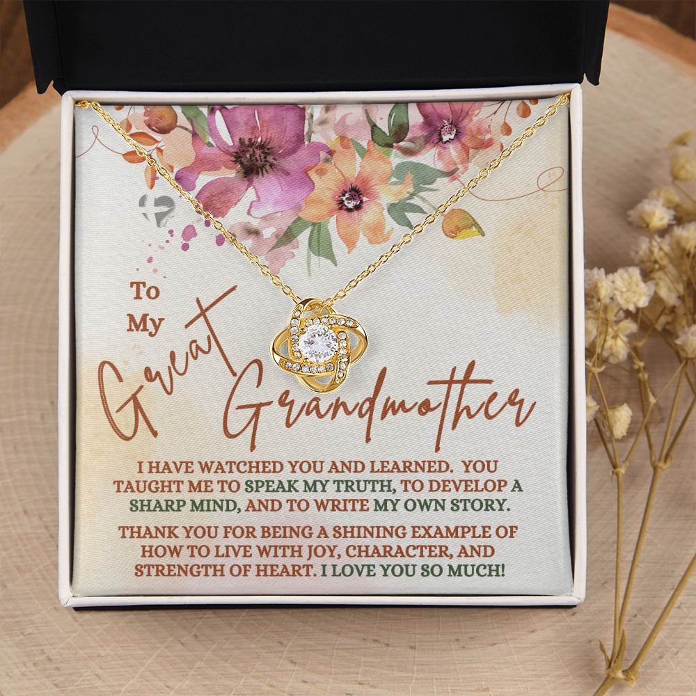 Great Grandmother Gift -I Learned From You - Love Knot HGF#153LK Jewelry 18K Yellow Gold Finish Standard Box 