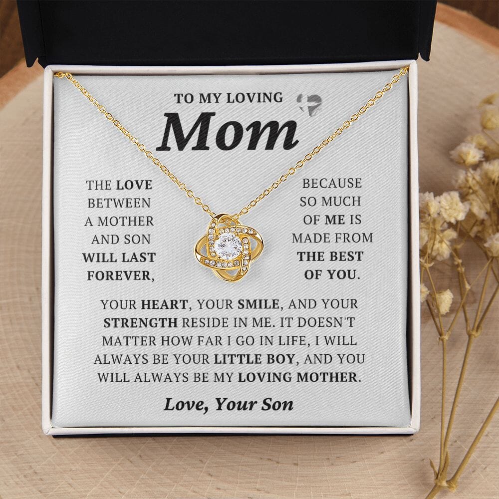 Loving Mom From Son - The Best Of You - Love Knot Necklace HGF#242LK Jewelry 18K Yellow Gold Finish Standard Box 