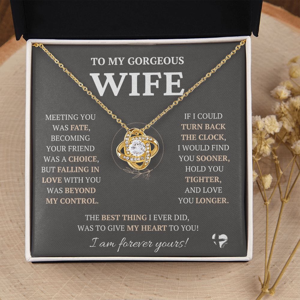 Gorgeous Wife - Beyond Fate - Love Knot Necklace HGF#228LK-P2V9 Jewelry 18K Yellow Gold Finish Standard Box 