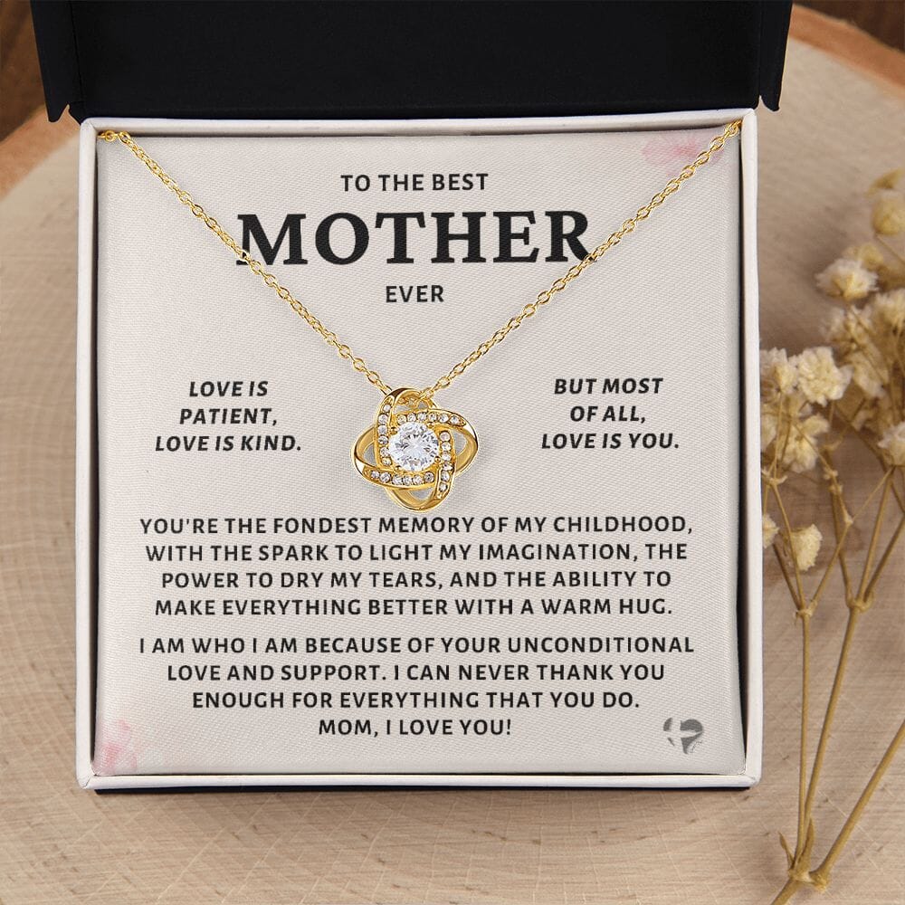 Mother - Childhood Memories - Love Knot Necklace HGF#249LK Jewelry 18K Yellow Gold Finish Standard Box 