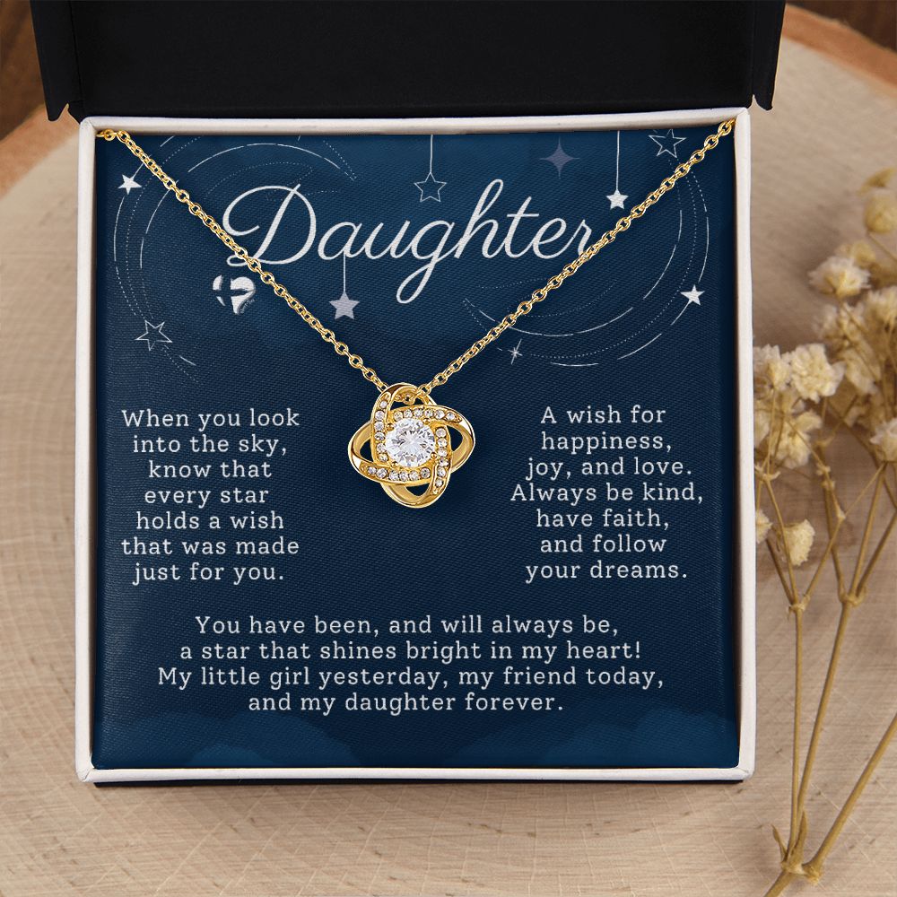 Daughter - Bright Star In My Heart - Love Knot HGF#197LK Jewelry 18K Yellow Gold Finish Standard Box 