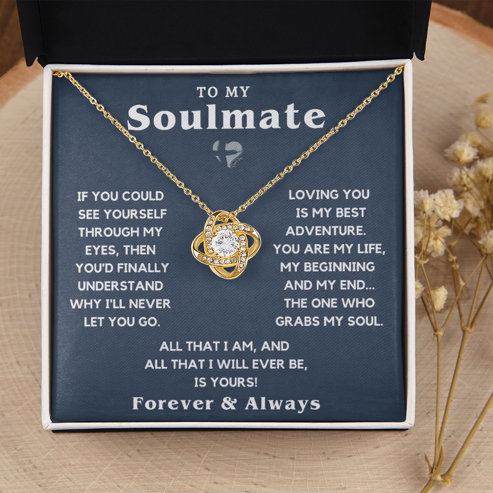 To My Soulmate - The One Who Grabs My Soul - Love Knot HGF#128LK Jewelry 18K Yellow Gold Finish Standard Box 