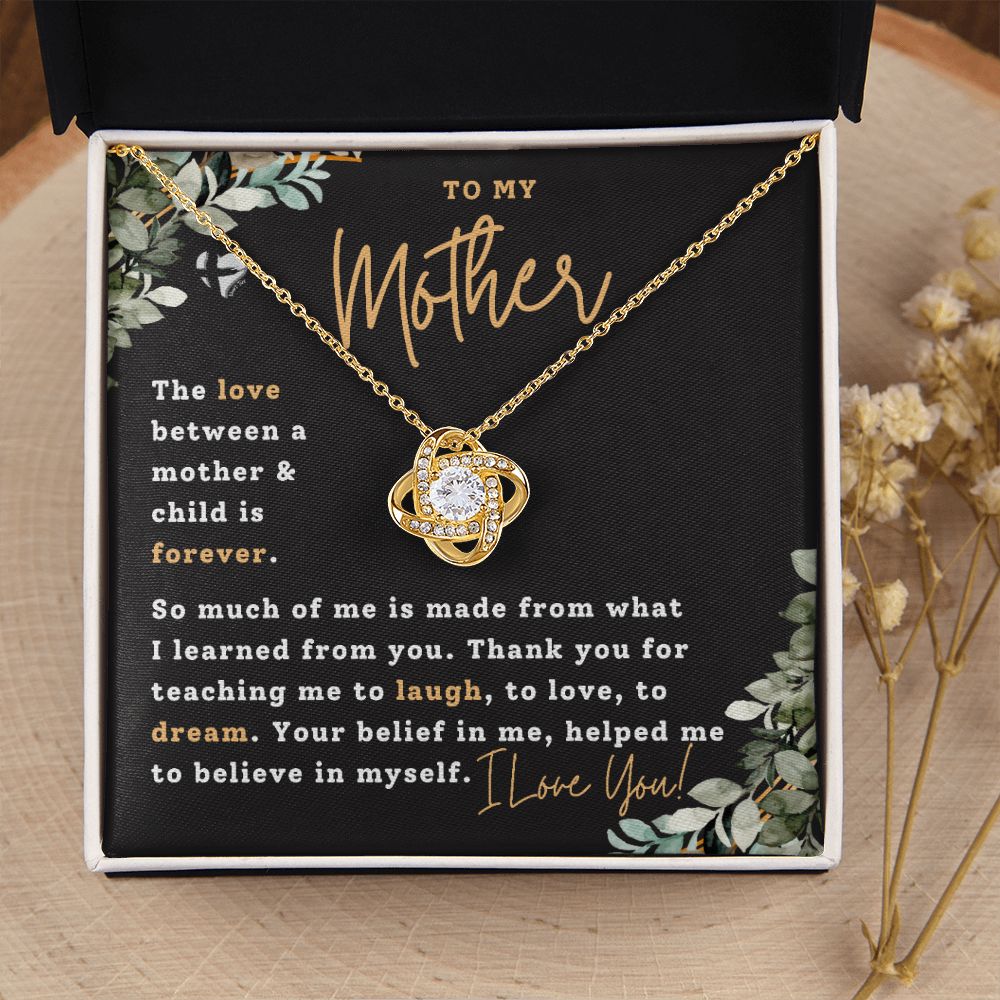 Mother Necklace - Made From You - Love Knot HGF#178LK Jewelry 18K Yellow Gold Finish Standard Box 