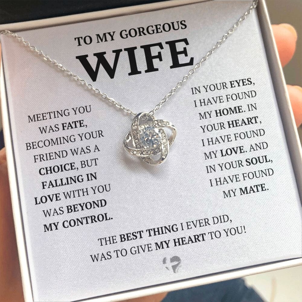 Wife - My Home My Heart - Love Knot Necklace HGF#228LK-P2V7 Jewelry 