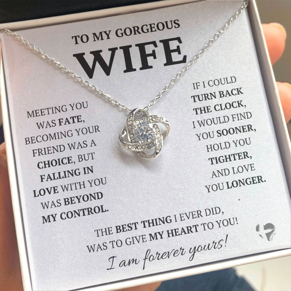 Wife - Meeting You Was Fate - Love Knot Necklace HGF#228LK Jewelry 