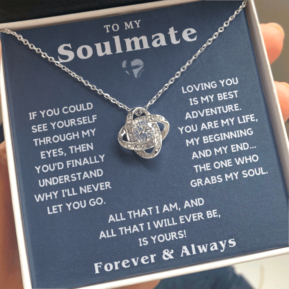 To My Soulmate - The One Who Grabs My Soul - Love Knot HGF#128LK Jewelry 14K White Gold Finish Standard Box 