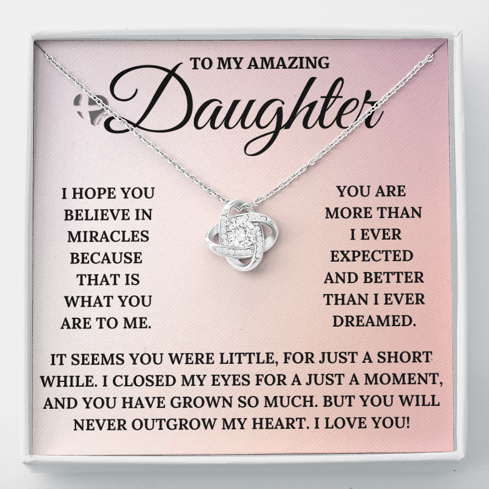 Daughter - My Miracle - Love Knot S&G HGF#126LK Jewelry 14K White Gold Finish Standard Box 