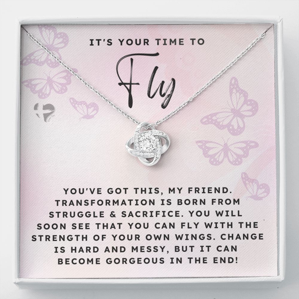 Best Friend Necklace - Your Wings - Love Knot HGF#159LK Jewelry 14K White Gold Finish Standard Box 
